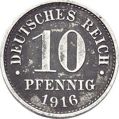 Anverso 10 Pfennige 1916 "Tipo 1916-1922" Sin marca de ceca - valor de la moneda  - Alemania, Imperio alemán