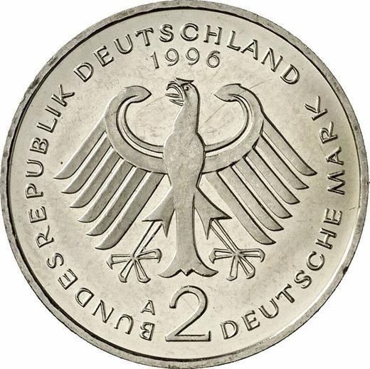 Reverse 2 Mark 1996 A "Willy Brandt" -  Coin Value - Germany, FRG