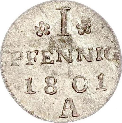 Revers 1 Pfennig 1801 A "Typ 1799-1806" - Silbermünze Wert - Preußen, Friedrich Wilhelm III