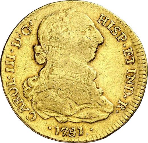 Awers monety - 4 eskudo 1781 So DA - cena złotej monety - Chile, Karol III
