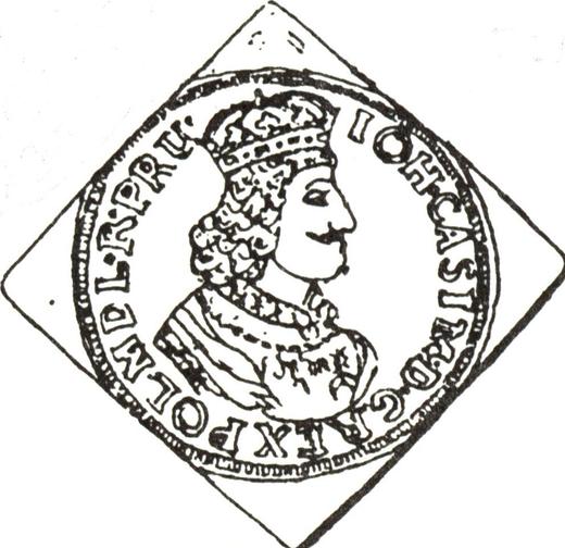 Anverso Ort (18 groszy) 1650 WVE "Elbląg" Klippe - valor de la moneda de plata - Polonia, Juan II Casimiro