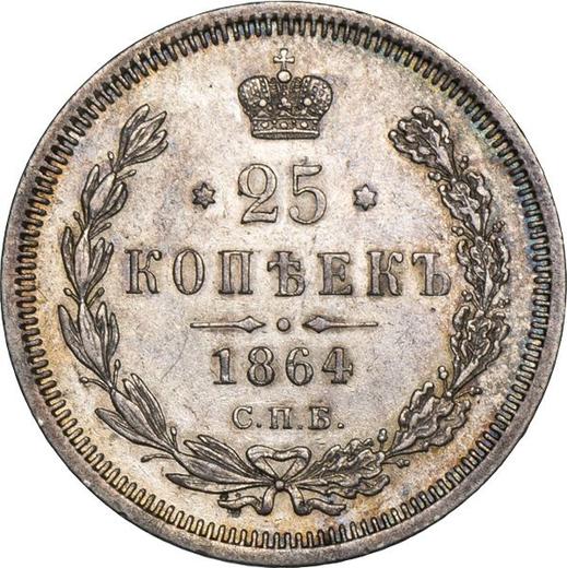 Reverso 25 kopeks 1864 СПБ НФ - valor de la moneda de plata - Rusia, Alejandro II