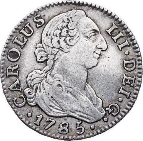 Awers monety - 2 reales 1785 M DV - cena srebrnej monety - Hiszpania, Karol III