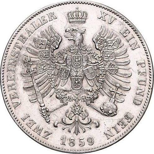 Reverso 2 táleros 1859 A - valor de la moneda de plata - Prusia, Federico Guillermo IV