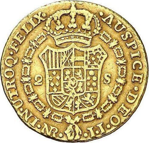 Revers 2 Escudos 1803 NR JJ - Goldmünze Wert - Kolumbien, Karl IV