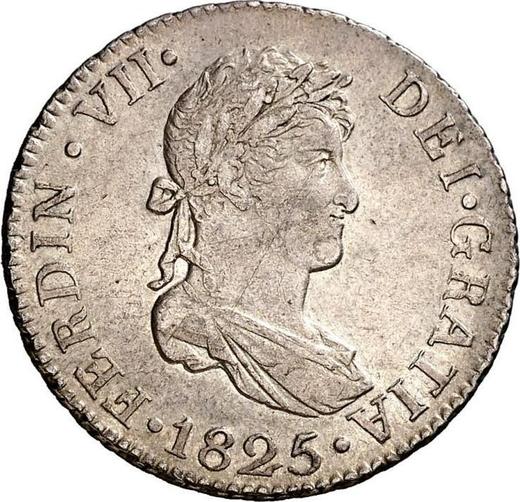 Obverse 2 Reales 1825 S JB - Silver Coin Value - Spain, Ferdinand VII