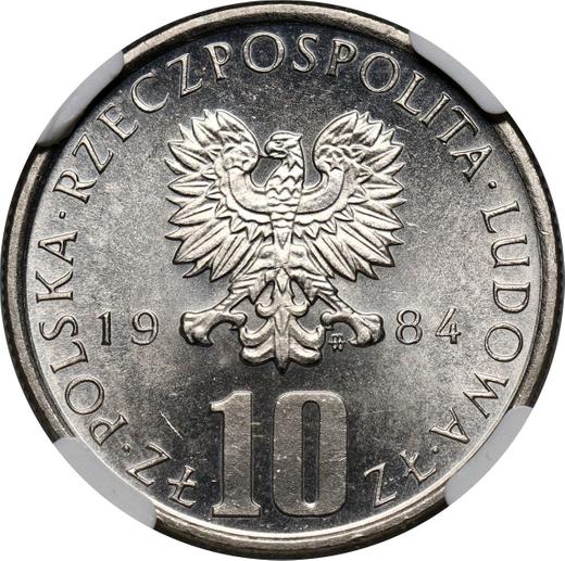 Anverso 10 eslotis 1984 MW "Centenario de la muerte de Bolesław Prus" - valor de la moneda  - Polonia, República Popular