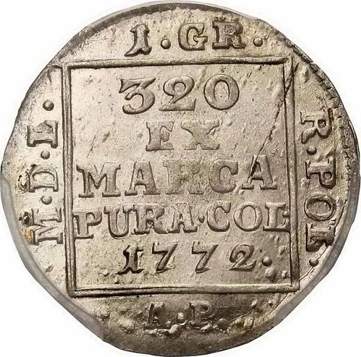 Reverso Grosz de plata (1 grosz) (Srebrnik) 1772 AP - valor de la moneda de plata - Polonia, Estanislao II Poniatowski