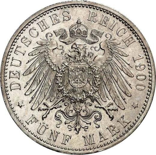 Reverso 5 marcos 1900 D "Bavaria" - valor de la moneda de plata - Alemania, Imperio alemán