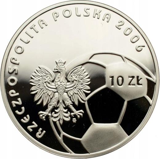 Аверс монеты - 10 злотых 2006 года MW UW "Чемпионат мира по футболу в Германии 2006" - цена серебряной монеты - Польша, III Республика после деноминации