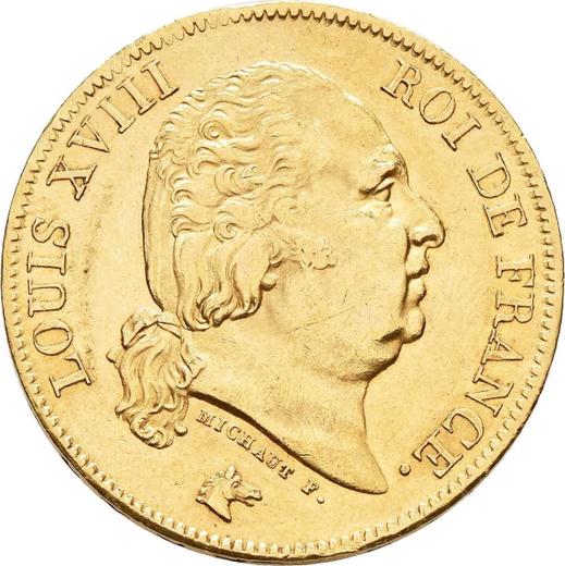 Awers monety - 40 franków 1818 A "Typ 1816-1824" Paryż - Francja, Ludwik XVIII