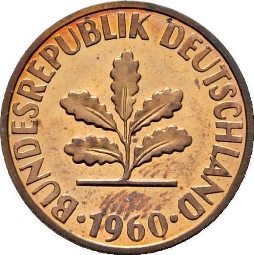 Реверс монеты - 2 пфеннига 1960 года D - цена  монеты - Германия, ФРГ