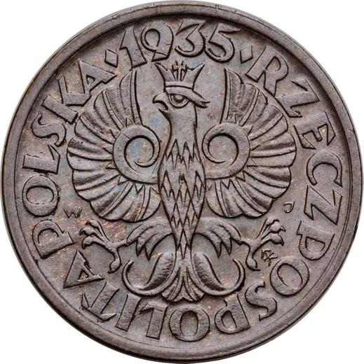 Аверс монеты - 1 грош 1935 года WJ - цена  монеты - Польша, II Республика