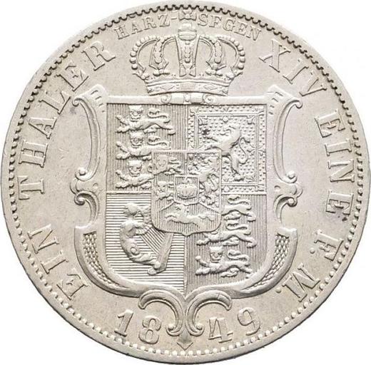 Reverso Tálero 1849 B "Tipo 1848-1851" HARZ-SEGEN - valor de la moneda de plata - Hannover, Ernesto Augusto 