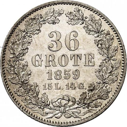 Rewers monety - 36 grote 1859 "Typ 1859-1864" - cena srebrnej monety - Brema, Wolne miasto