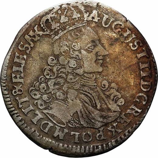 Аверс монеты - Шестак (6 грошей) 1706 года EPH "Коронный" - цена серебряной монеты - Польша, Август II Сильный