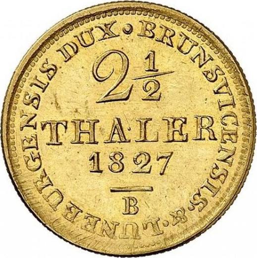 Реверс монеты - 2 1/2 талера 1827 года B - цена золотой монеты - Ганновер, Георг IV