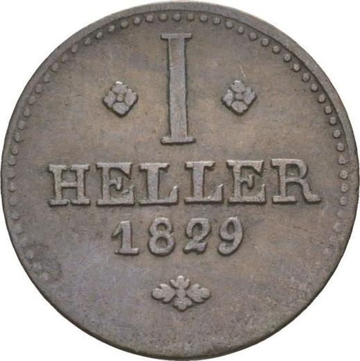 Rewers monety - 1 halerz 1829 - cena  monety - Hesja-Kassel, Wilhelm II