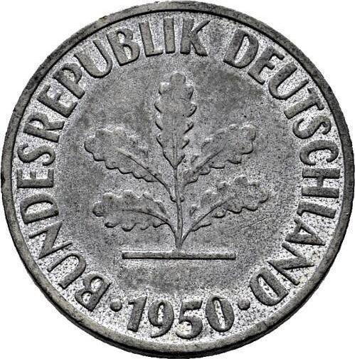 Rewers monety - 10 fenigów 1950 F Żelazo - cena  monety - Niemcy, RFN