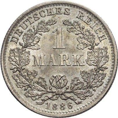 Anverso 1 marco 1886 D "Tipo 1873-1887" - valor de la moneda de plata - Alemania, Imperio alemán