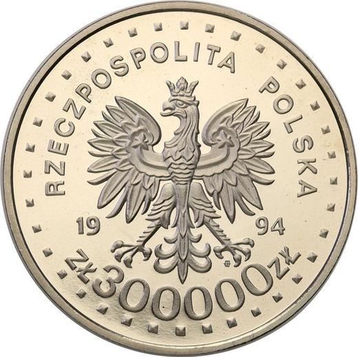 Obverse Pattern 300000 Zlotych 1994 MW ET "60th Anniversary of the Warsaw Uprising" Nickel -  Coin Value - Poland, III Republic before denomination