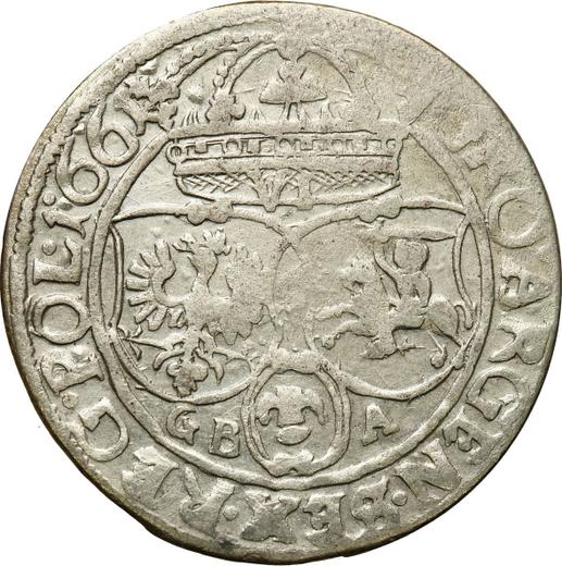 Реверс монеты - Шестак (6 грошей) 1661 года GBA "Портрет с обводкой" - цена серебряной монеты - Польша, Ян II Казимир
