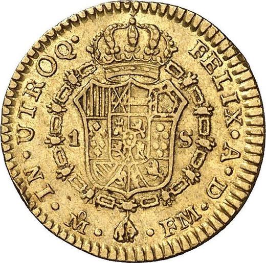 Реверс монеты - 1 эскудо 1772 года Mo FM - цена золотой монеты - Мексика, Карл III