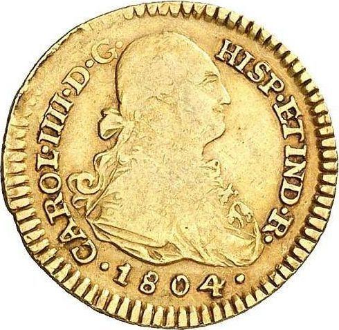 Awers monety - 1 escudo 1804 P JT - cena złotej monety - Kolumbia, Karol IV