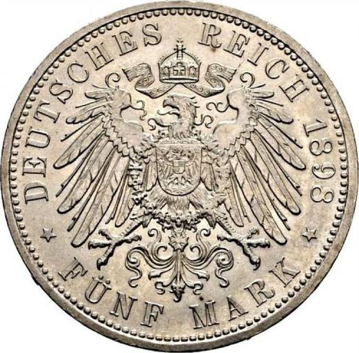 Rewers monety - 5 marek 1898 A "Hesja" - cena srebrnej monety - Niemcy, Cesarstwo Niemieckie