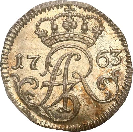 Аверс монеты - Шеляг 1763 года FLS "Эльблонгский" Чистое серебро - цена серебряной монеты - Польша, Август III