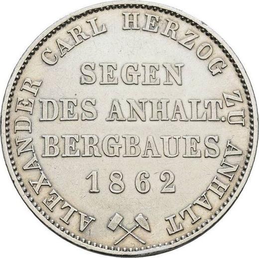 Reverso Tálero 1862 A - valor de la moneda de plata - Anhalt-Bernburg, Alejandro Carlos