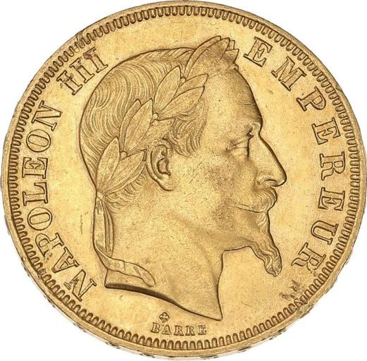 Anverso 50 francos 1866 BB "Tipo 1862-1868" Estrasburgo - valor de la moneda de oro - Francia, Napoleón III Bonaparte