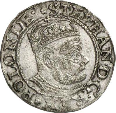 Аверс монеты - 1 грош 1580 года - цена серебряной монеты - Польша, Стефан Баторий