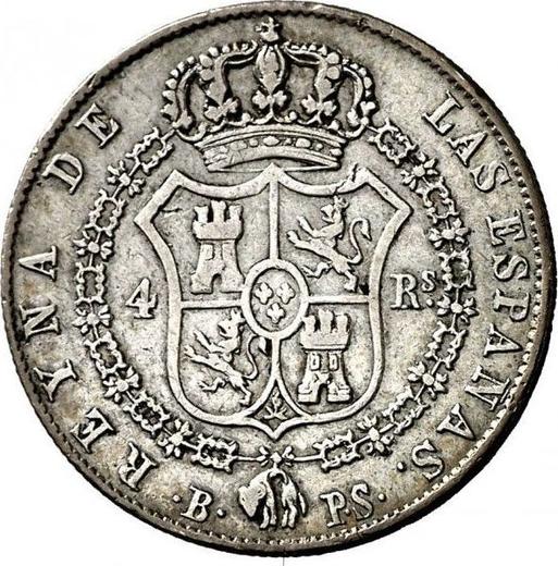 Реверс монеты - 4 реала 1839 года B PS - цена серебряной монеты - Испания, Изабелла II