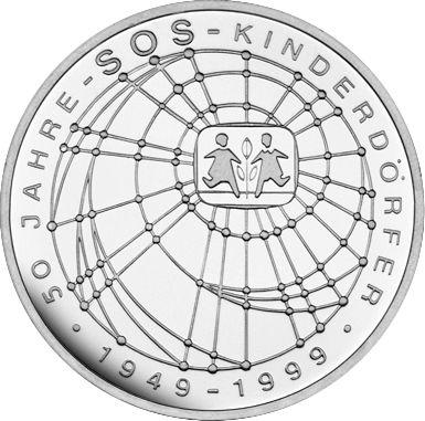 Аверс монеты - 10 марок 1999 года A "Детские деревни SOS" - цена серебряной монеты - Германия, ФРГ