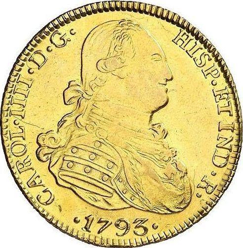 Аверс монеты - 4 эскудо 1793 года PTS PR - цена золотой монеты - Боливия, Карл IV