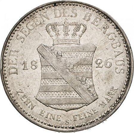 Reverso Tálero 1826 S "Minero" - valor de la moneda de plata - Sajonia, Federico Augusto I