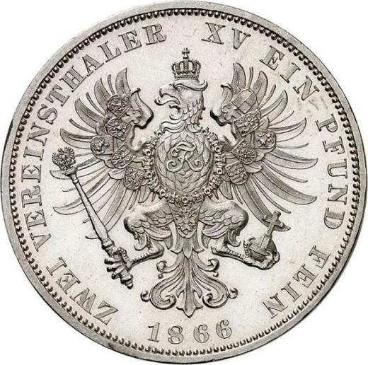 Reverso 2 táleros 1866 C - valor de la moneda de plata - Prusia, Guillermo I