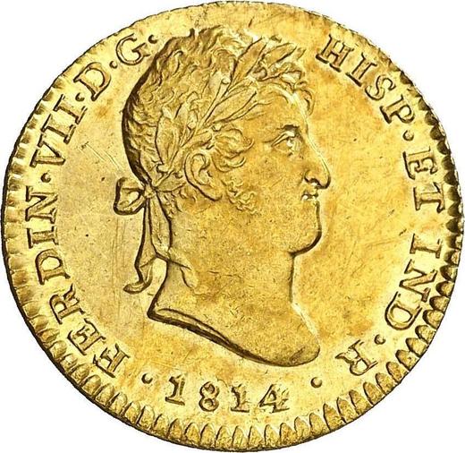 Anverso 2 escudos 1814 c CJ "Tipo 1811-1833" - valor de la moneda de oro - España, Fernando VII