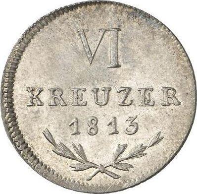 Rewers monety - 6 krajcarów 1813 - cena srebrnej monety - Badenia, Karol Ludwik
