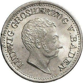 Anverso 3 kreuzers 1829 - valor de la moneda de plata - Baden, Luis I