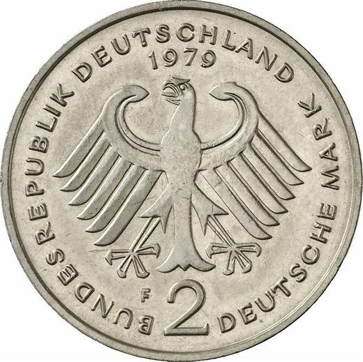Реверс монеты - 2 марки 1979 года F "Аденауэр" - цена  монеты - Германия, ФРГ