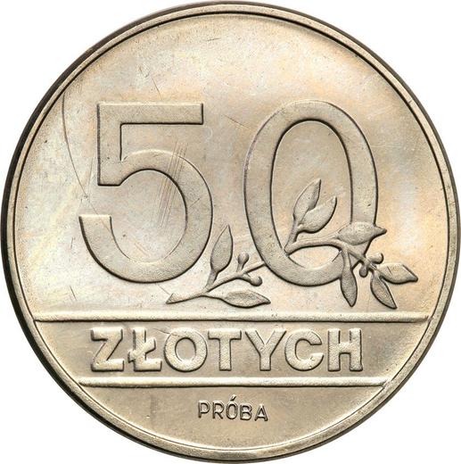 Rewers monety - PRÓBA 50 złotych 1990 MW Nikiel - cena  monety - Polska, III RP przed denominacją
