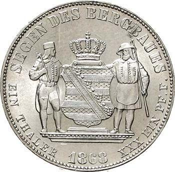 Reverso Tálero 1868 B "Minero" - valor de la moneda de plata - Sajonia, Juan