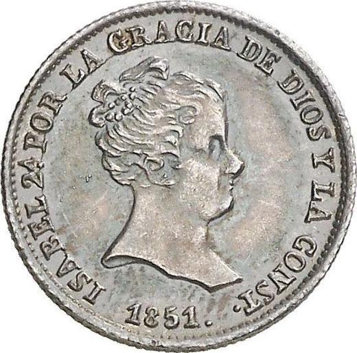 Аверс монеты - 1 реал 1851 года S RD - цена серебряной монеты - Испания, Изабелла II