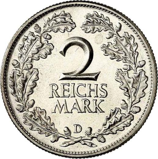 Реверс монеты - 2 рейхсмарки 1925 года D - цена серебряной монеты - Германия, Bеймарская республика