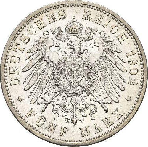 Reverso 5 marcos 1902 G "Baden" - valor de la moneda de plata - Alemania, Imperio alemán