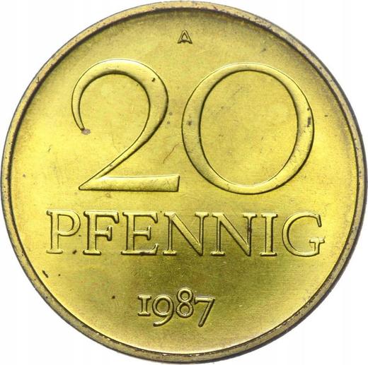 Anverso 20 Pfennige 1987 A - valor de la moneda  - Alemania, República Democrática Alemana (RDA)