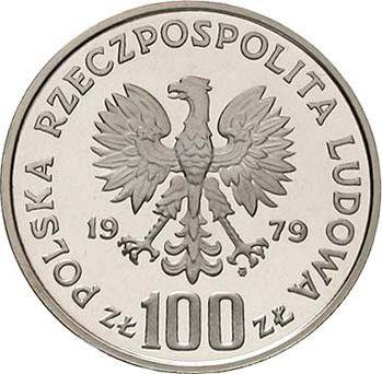 Аверс монеты - Пробные 100 злотых 1979 года MW "Серна" Серебро - цена серебряной монеты - Польша, Народная Республика