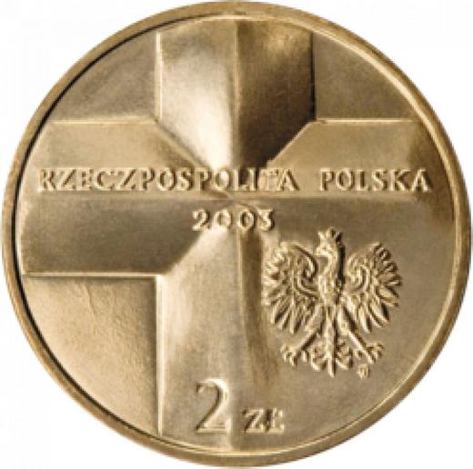 Аверс монеты - 2 злотых 2003 года MW ET "25-летие понтификата Иоанна Павла II" - цена  монеты - Польша, III Республика после деноминации